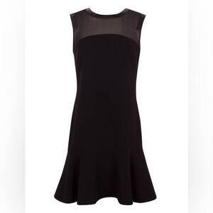 Sandro Paris Silk Mini Dress Black Women’s Size Small Crew Neck Flounce Hem